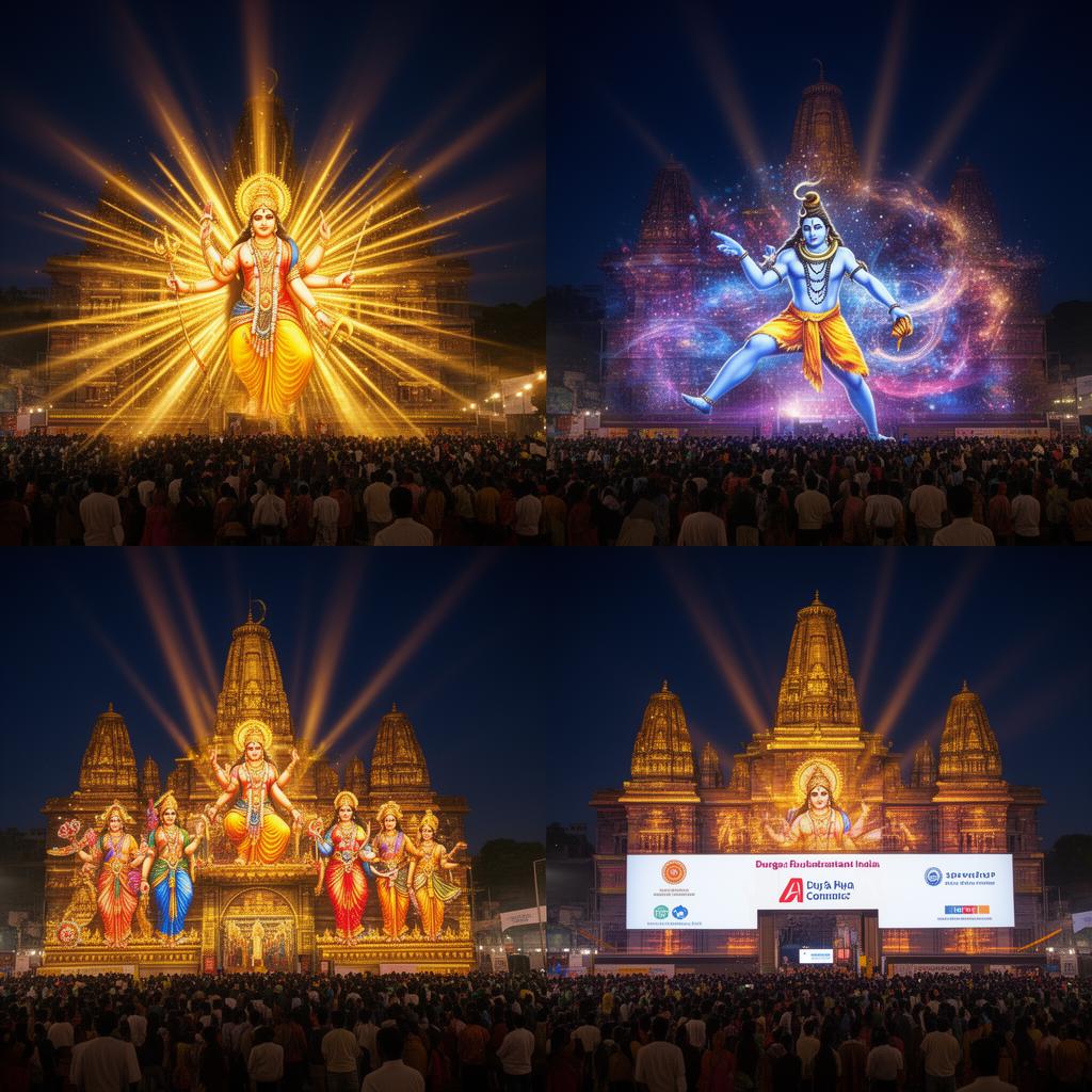 Premium Projection Mapping Services — Durga Puja pandals with 3D projection mapping across India