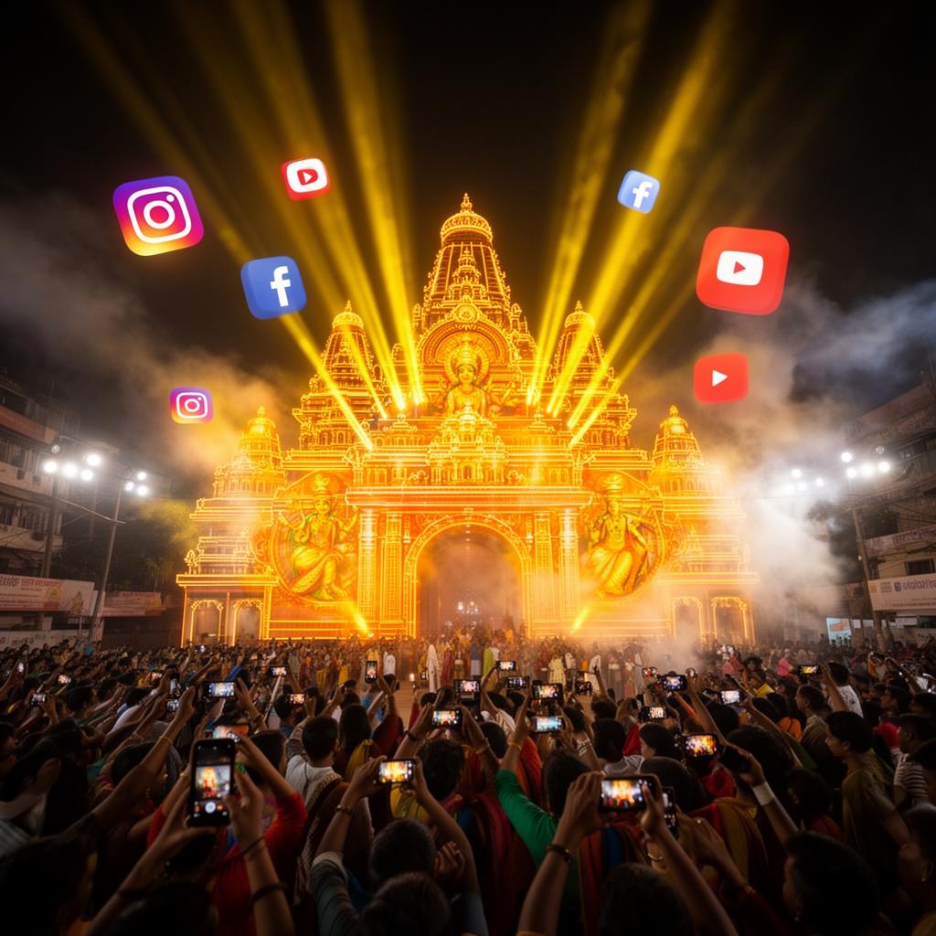Events Mapping 7X Social Media — Follow our Durga Puja projection mapping journey on Instagram, Facebook & YouTube