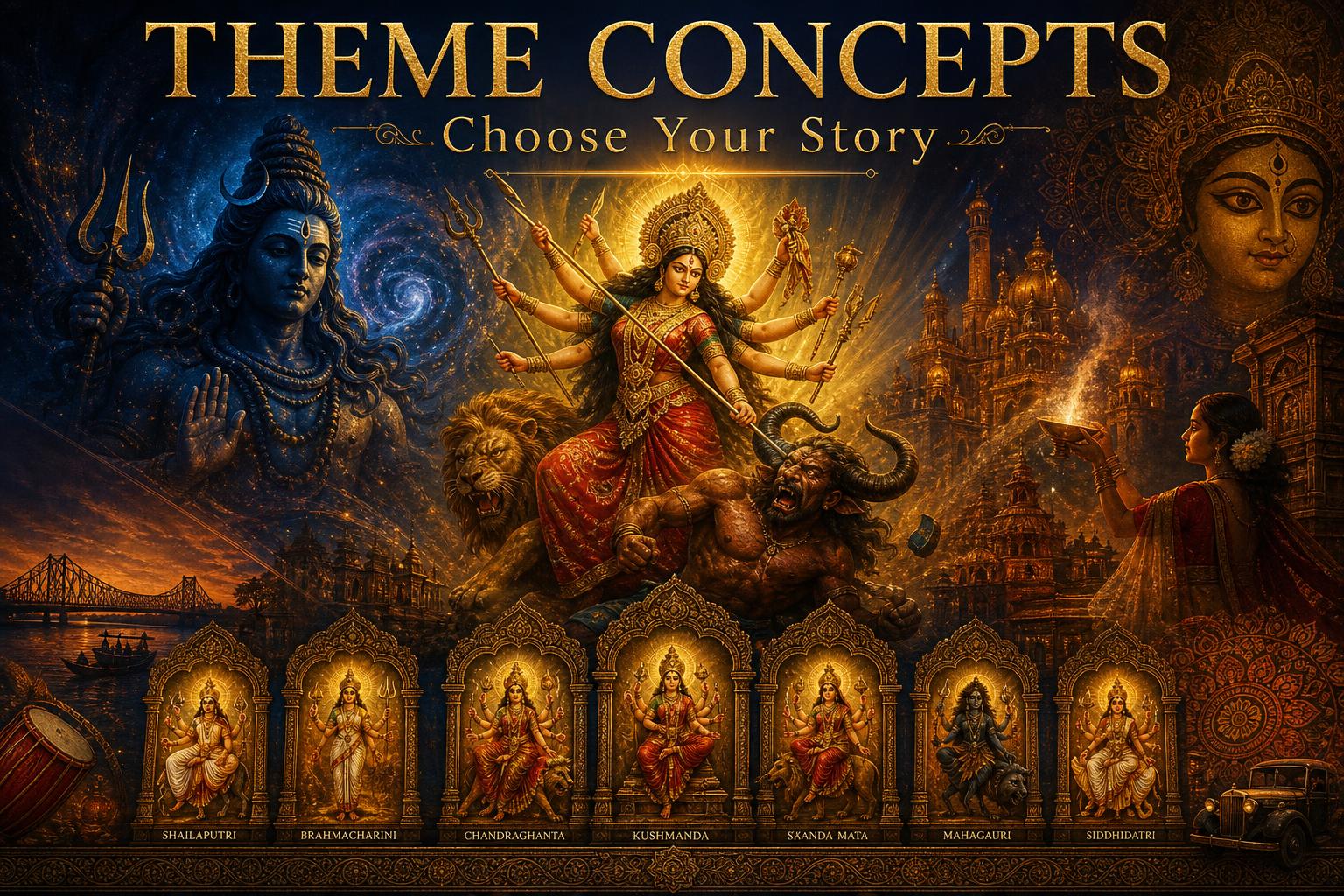 Theme Concepts — Choose Your Story: Durga, Shiv Tandav, Navdurga and Bengali heritage projection mapping themes